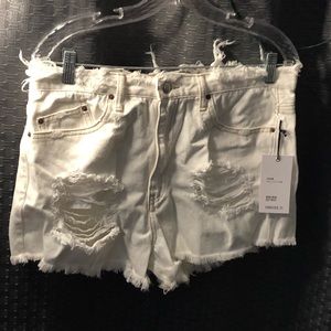 Never worn white denim shorts